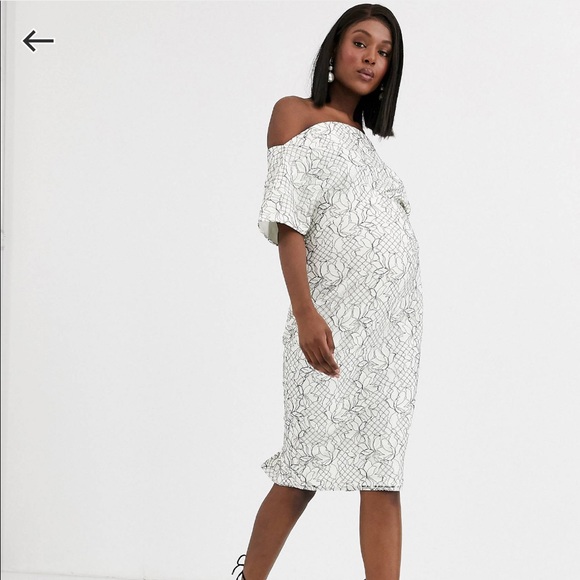 Maternity shoulder lace midi dress - Picture 4 of 4
